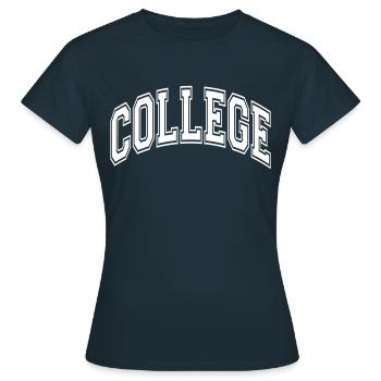 College - Women's T-Shirt - navy - Front - AI Model Female 172 dark (172cm)