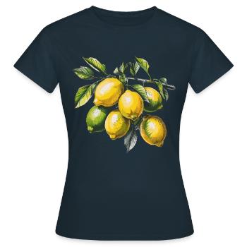 Lemons Drawing Branch - Women's T-Shirt - navy - Front - AI Model Female 172 dark (172cm)