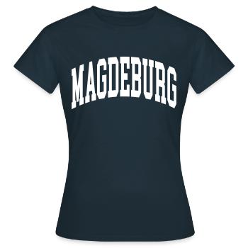 Magdeburg - Frauen T-Shirt - Navy - Vorne - AI Model Female 172 dark (172cm)