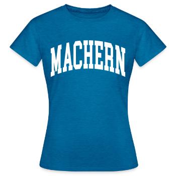 Machern - Frauen T-Shirt - Antikblaues Saphir meliert - Vorne - AI Model Female 172 dark (172cm)