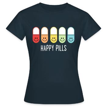 Les pilules heureuses - T-shirt Femme - marine - Devant - AI Model Female 172 dark (172cm)