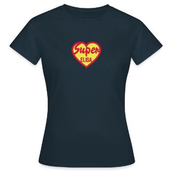 coeur heart super elisa - T-shirt Femme - marine - Devant - AI Model Female 172 dark (172cm)