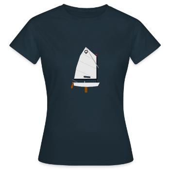 Optimist Riss - Frauen T-Shirt - Navy - Vorne - AI Model Female 172 dark (172cm)