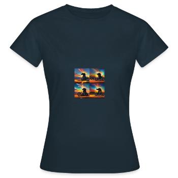 Hund fährt Motorrad Hündin Schädel Totenkopf Skull - Frauen T-Shirt - Navy - Vorne - AI Model Female 172 dark (172cm)