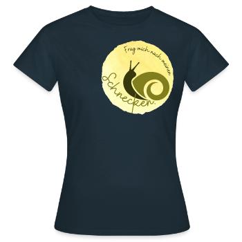 Frag mich nach meinen Schnecken. - Frauen T-Shirt - Navy - Vorne - AI Model Female 172 dark (172cm)