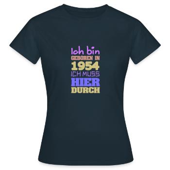 geboren 1954 - Frauen T-Shirt - Navy - Vorne - AI Model Female 172 dark (172cm)