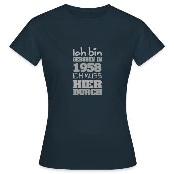 geboren 1958 - Frauen T-Shirt - Navy - Vorne - AI Model Female 172 dark (172cm)