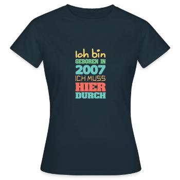 geboren 2007 - Frauen T-Shirt - Navy - Vorne - AI Model Female 172 dark (172cm)