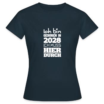 geboren 2028 - Frauen T-Shirt - Navy - Vorne - AI Model Female 172 dark (172cm)