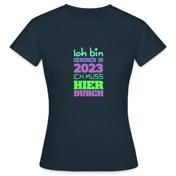 geboren 2023 - Frauen T-Shirt - Navy - Vorne - AI Model Female 172 dark (172cm)