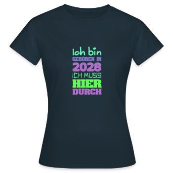 geboren 2028 - Frauen T-Shirt - Navy - Vorne - AI Model Female 172 dark (172cm)