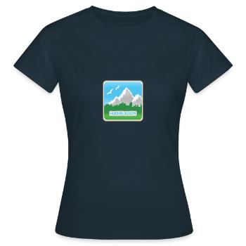 Hochblassen als Bergsport - Frauen T-Shirt - Navy - Vorne - AI Model Female 172 dark (172cm)