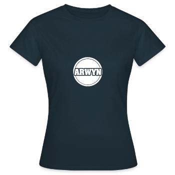Vorname Arwyn - Frauen T-Shirt - Navy - Vorne - AI Model Female 172 dark (172cm)