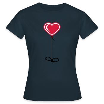 herz fliegen luftballon schnur seil himmel haengen - Frauen T-Shirt - Navy - Vorne - AI Model Female 172 dark (172cm)