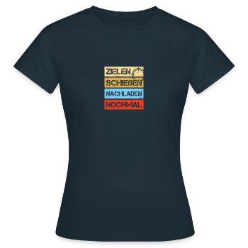 Nachladen Sportschießen Schützenfest Sportschütze - Frauen T-Shirt - Navy - Vorne - AI Model Female 172 dark (172cm)