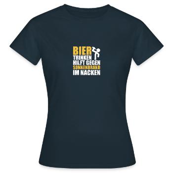 Sonnenbrand im Nacken Biertrinker Bier Sauf - Frauen T-Shirt - Navy - Vorne - AI Model Female 172 dark (172cm)