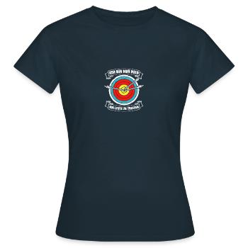 Nur hier Pfeil Bogen Bogenschießen Bogenschütze - Frauen T-Shirt - Navy - Vorne - AI Model Female 172 dark (172cm)