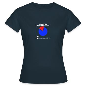 Auch ja aber in rot Heiratsantrag Hochzeitsantrag - Frauen T-Shirt - Navy - Vorne - AI Model Female 172 dark (172cm)