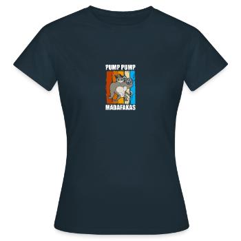 Pump pump Bodybuilding Bodybuilder Gym Kraftsport - Frauen T-Shirt - Navy - Vorne - AI Model Female 172 dark (172cm)