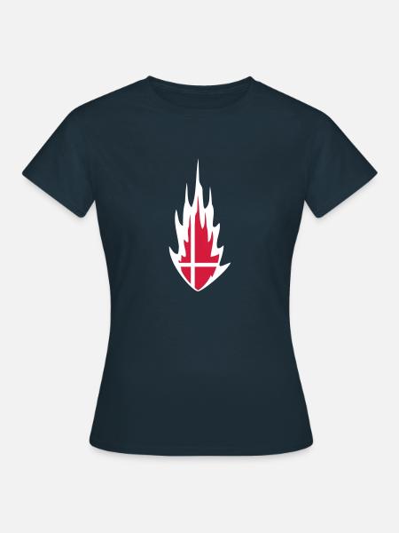 Denmark Danmark Fire Flame Design - Frauen T-Shirt - Navy