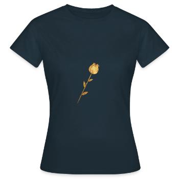 Goldene Rose Blume - Frauen T-Shirt - Navy - Vorne - AI Model Female 172 dark (172cm)