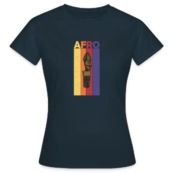 Spitzhacke Haar Kamm Afrika Afro Geschenk Frisur - Frauen T-Shirt - Navy - Vorne - AI Model Female 172 dark (172cm)