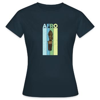 Spitzhacke Haar Kamm Afrika Afro Geschenk Frisur - Frauen T-Shirt - Navy - Vorne - AI Model Female 172 dark (172cm)