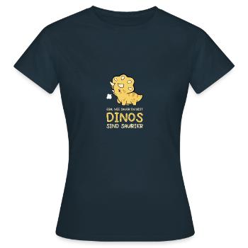 Dino Dinosaurier Trex Urzeit Geschenk - Frauen T-Shirt - Navy - Vorne - AI Model Female 172 dark (172cm)