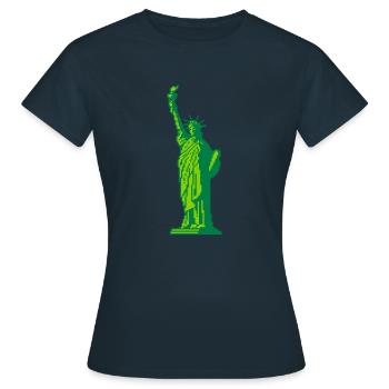 8bit Freiheitsstatue - Frauen T-Shirt - Navy - Vorne - AI Model Female 172 dark (172cm)