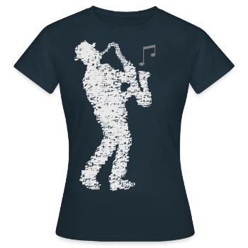 saxophone_player_made_of_notes_09201601 - Frauen T-Shirt - Navy - Vorne - AI Model Female 172 dark (172cm)