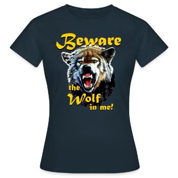 Beware the wolf in me - Women's T-Shirt - navy - Front - AI Model Female 172 dark (172cm)