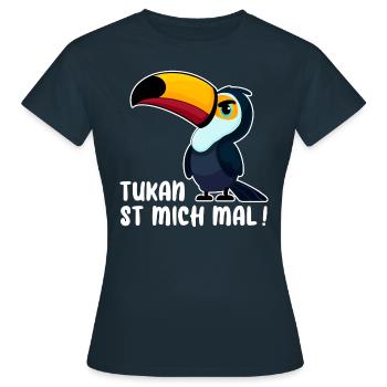 TUKAN VOGEL AMERIKA SAFARI BÖSE LAUNE ABNEIGUNG - Frauen T-Shirt - Navy - Vorne - AI Model Female 172 dark (172cm)