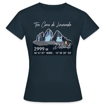 Dolomiten drei Zinnen tre cime di lavaredo Italien - Frauen T-Shirt - Navy - Vorne - AI Model Female 172 dark (172cm)