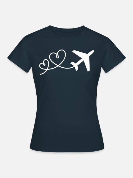 Vliegers met een hart Holiday Travel Flying Airplane - Vrouwen T-shirt - navy