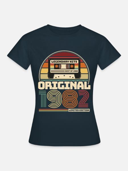 Retro Vintage Cassette Birthday Vintage 1982 - Women's T-Shirt - navy