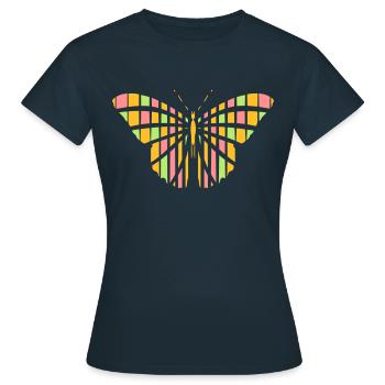 Schmetterlingsfarbblöcke - Frauen T-Shirt - Navy - Vorne - AI Model Female 172 dark (172cm)