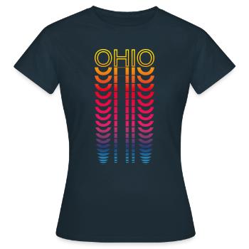 Retro Nostalgic USA State - Rainbow Ohio - Women's T-Shirt - navy - Front - AI Model Female 172 dark (172cm)