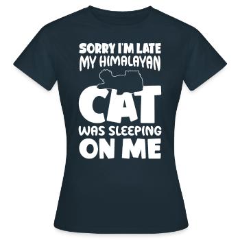 Entschuldigung, Ich Bin Zu Spät - Himalaya -Katze - Frauen T-Shirt - Navy - Vorne - AI Model Female 172 dark (172cm)