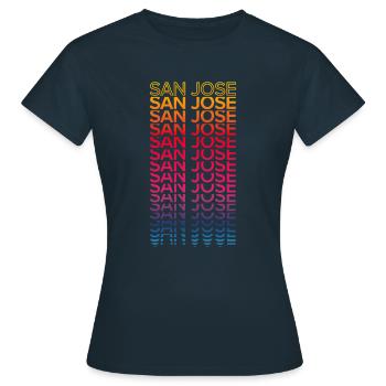 Retro Nostalgisch USA Stadt - Regenbogen San Jose - Frauen T-Shirt - Navy - Vorne - AI Model Female 172 dark (172cm)