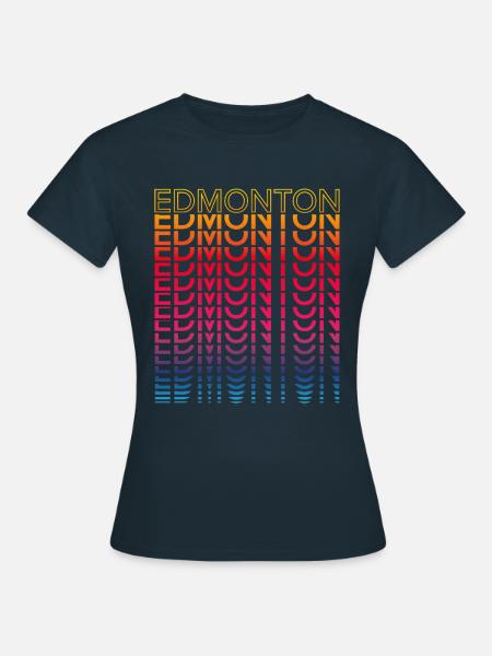 Retro Nostalgisch Stadt - Regenbogen Edmonton - Frauen T-Shirt - Navy