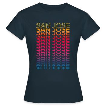 Retro Nostalgisch Stadt - Regenbogen San Jose - Frauen T-Shirt - Navy - Vorne - AI Model Female 172 dark (172cm)