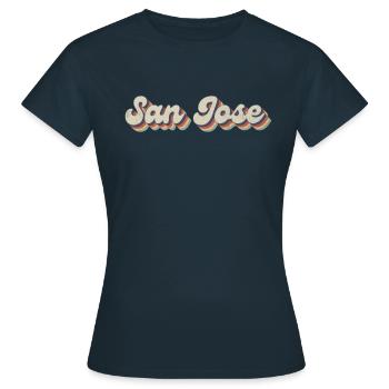 Nostalgisch 70er USA Stadt - Vintage San Jose - Frauen T-Shirt - Navy - Vorne - AI Model Female 172 dark (172cm)