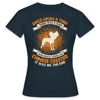 Once - Chinese Crested - Women's T-Shirt - navy - Front - AI Model Female 172 dark (172cm)