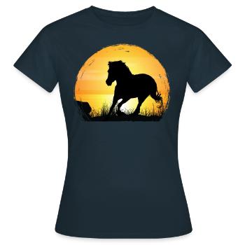 Coucher de soleil - Grade Horse - T-shirt Femme - marine - Devant - AI Model Female 172 dark (172cm)