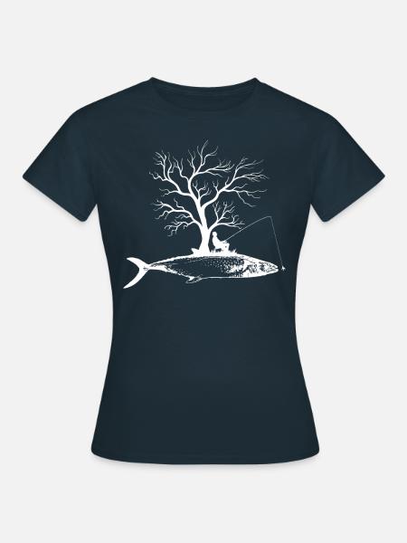 Grafikbaum - Fisch Spanische Makrele - Frauen T-Shirt - Navy