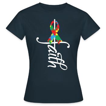 Ruban Sensibilisation à l’autisme - T-shirt Femme - marine - Devant - AI Model Female 172 dark (172cm)