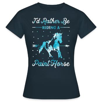 Monter un cheval laqué - T-shirt Femme - marine - Devant - AI Model Female 172 dark (172cm)