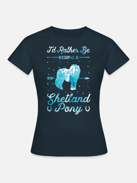 Reiten Eines Shetlandponys - Frauen T-Shirt - Navy