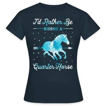 Riding a Quarter Horse - Women's T-Shirt - navy - Front - AI Model Female 172 dark (172cm)