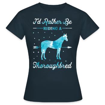 Monter un cheval pur-sang - T-shirt Femme - marine - Devant - AI Model Female 172 dark (172cm)